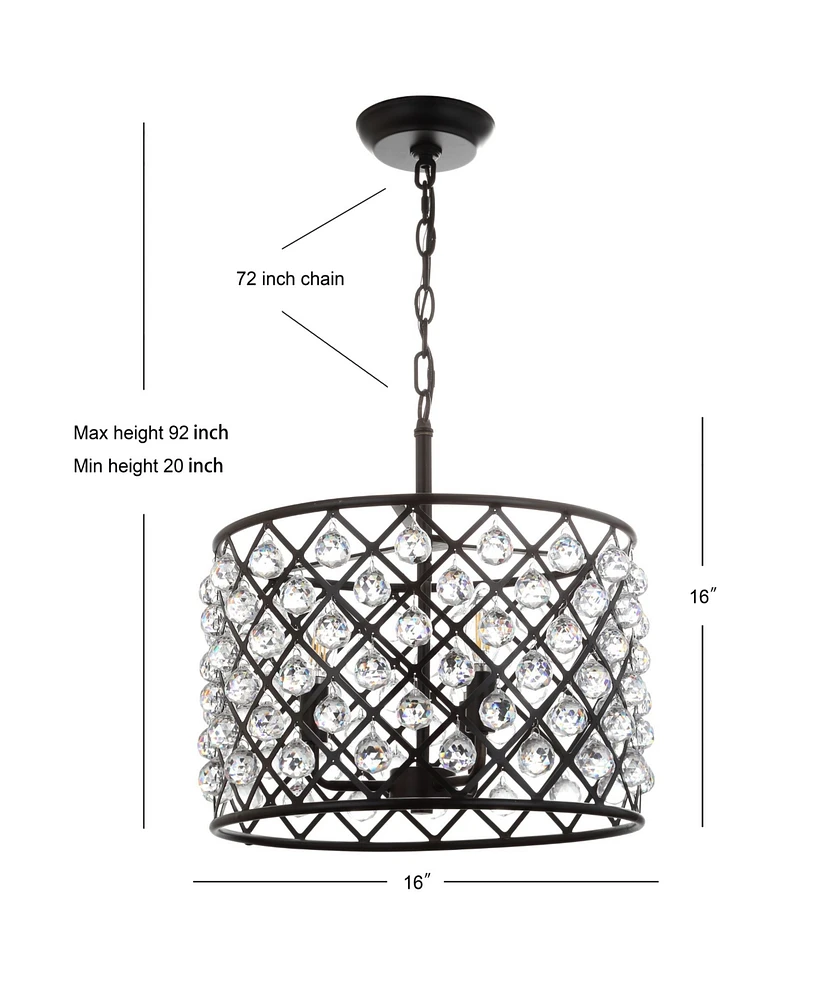 Jonathan Y Gabrielle 16" Crystal,Metal Led Pendant Oil-Rubbed