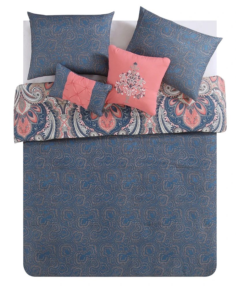 Vcny Home Casa Real Damask Reversible 4-Pc. Comforter Set, Full/Queen