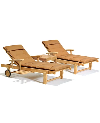 Bristol Outdoor Teak 3-Pc. Chaise Set (2 Chaise Lounge and 1 End Table), Created for Macy's