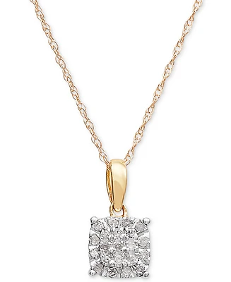 Diamond Cluster 18" Pendant Necklace (1/10 ct. t.w.) in 10k Gold