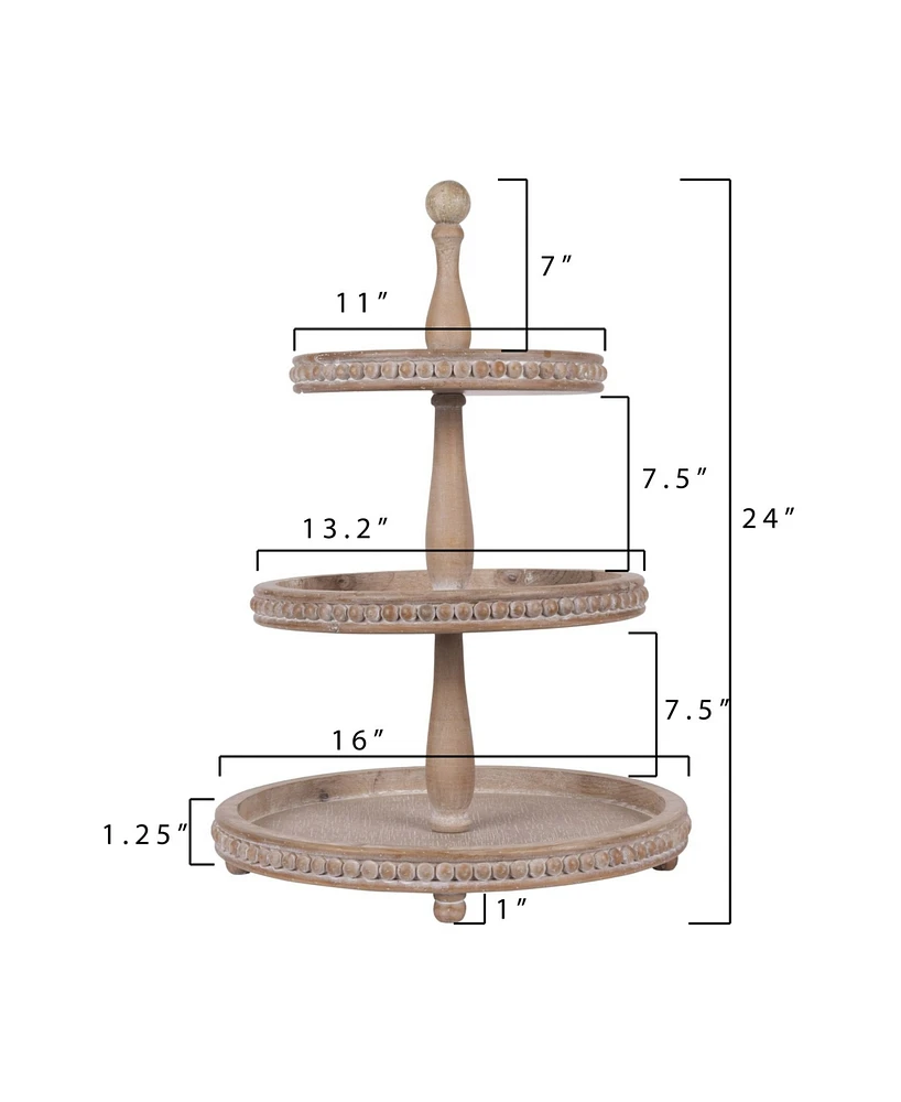 Round 3-Tier Decorative Wood Tray