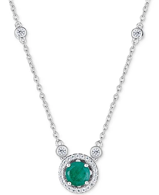 Sapphire (1 ct. t.w.) and White Topaz (1/2 18" Pendant Necklace Sterling Silver (Also Available Tanzanite & Emerald)