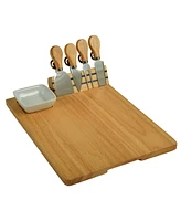 Picnic at Ascot Windsor hardwood Cheese Board Set -Tools, Cheese Markers, Bowl