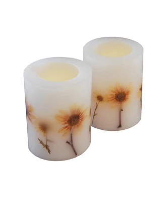 Lumabase Set of 2 Dried Flowers Flickering Led Candle