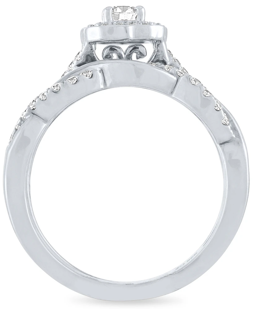 Diamond Halo Bridal Set (1/2 ct. t.w.) 14k White Gold