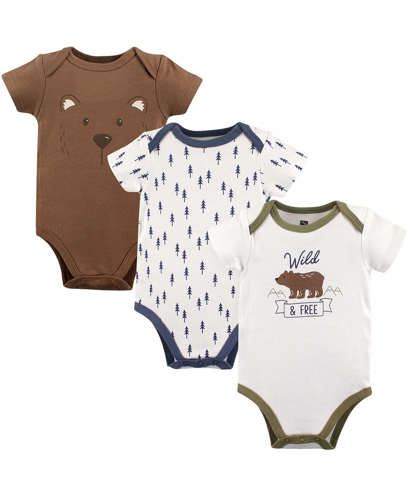 Hudson Baby Baby Girls Hudson Comfy Everyday Cotton Bodysuits 3-Pack