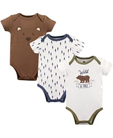 Hudson Baby Baby Girls Hudson Comfy Everyday Cotton Bodysuits 3-Pack