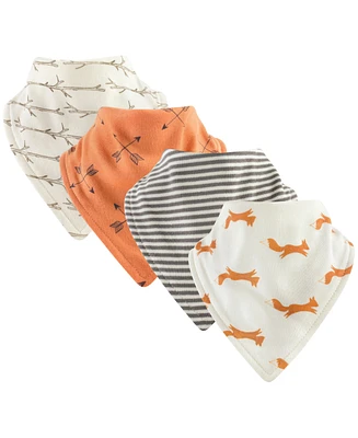 Touched by Nature Baby Boy Organic Cotton Bandana Bibs 4pk, Fox, One Size