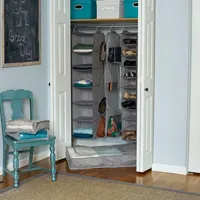 Household Essentials Gray Linen 10-Shelf Hanging Shoe Organizer