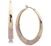 Dkny Medium Ombre Pave Hoop Earrings 1-1/3"