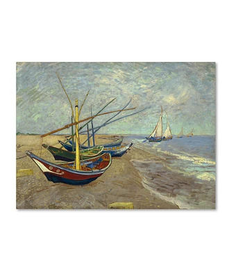 Vincent van Gogh 'Fishing Boats on the Beach' Canvas Art - 24" x 18" x 2"