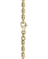 Italian Gold Textured Barrel Link 18" Chain Necklace in 14k Gold