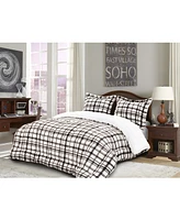 Elegant Comfort Plaid Micromink/Sherpa Reversible Down Alternative Microsuede 3-Pc. Comforter Sets
