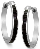 Sterling Silver Earrings, Black Diamond Baguette Hoop Earrings (1 ct. t.w.)
