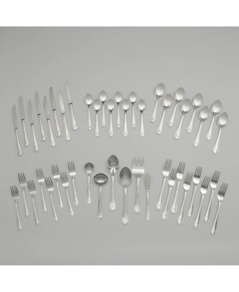 Riverridge Beaded 46 Piece Monogrammed Flatware Set - L, Service for 8