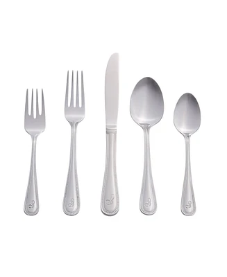 Riverridge Beaded 46 Piece Monogrammed Flatware Set - S, Service for 8