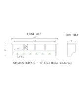 Modesto 48" Metal and Wood Storage Coat Hook with Bench
