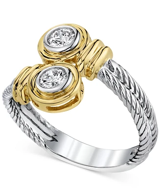 Diamond Twist Ring (1/3 ct. t.w.) 14k White & Yellow Gold