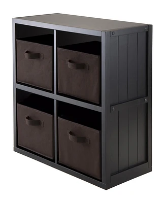 5-Piece Wainscoting Panel Shelf with 4 Baskets