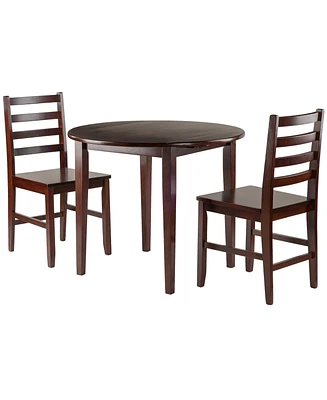 Clayton 3-Piece Drop Leaf Table with 2 Ladderback Chairs Set