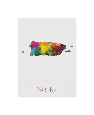 Michael Tompsett Puerto Rico Watercolor Map Ii Canvas Art - 15" x 20"
