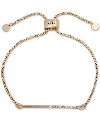 Dkny Gold-Tone Half-Pave Bar Slider Bracelet
