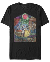 Disney Men's Beauty and The Beast Glass Portrait Short Sleeve T-Shirt