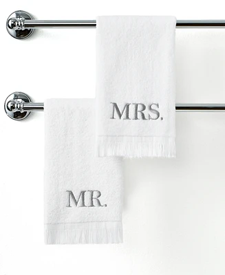 Avanti Mr. & Mrs. Embroidered Cotton Fingertip Towel, 11" x 18"
