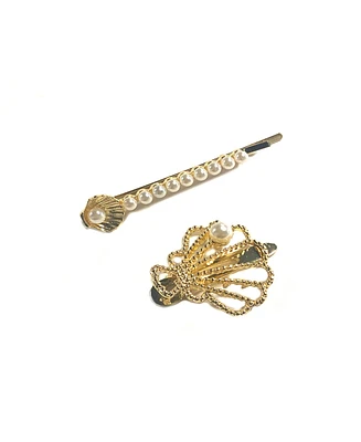 Soho Style Seashell Hair Clips with Imitation Pearls