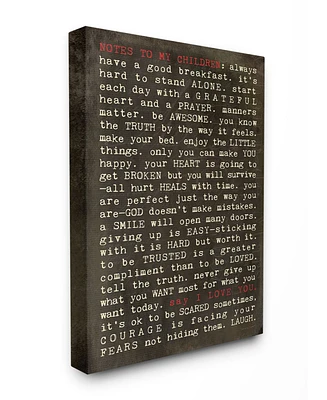 Stupell Industries Notes To My Children Canvas Wall Art, 16" x 20"