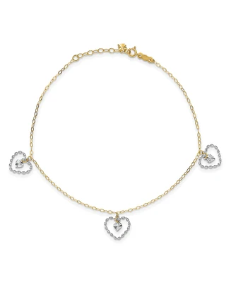 Heart Anklet in 14k Yellow and White Gold