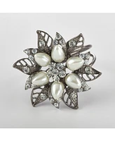 Saro Lifestyle Bejeweled Flower Design Napkin Ring, Set of 4