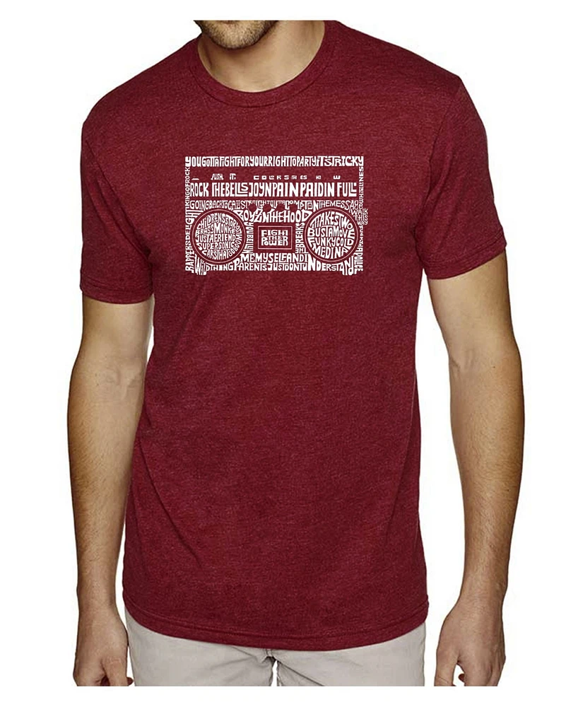 La Pop Art Men's Premium Word T-Shirt - Greatest Rap Hits of The 1980's
