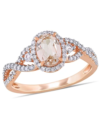 Morganite (3/4 ct. t.w.) White Sapphire (1/20 and Diamond (1/3 3-Stone Infinity Ring 10k Rose Gold