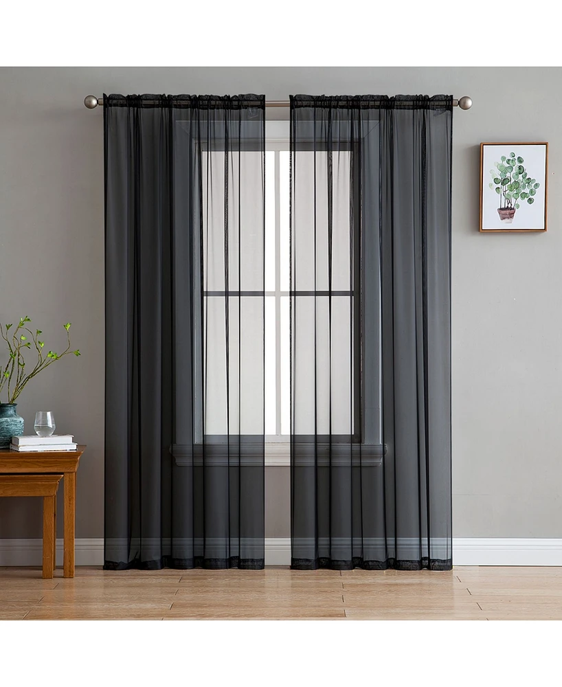 Hlc.me 2 Pack Sheer Voile Window Curtain Sheer Panels