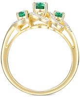 Emerald (1/2 ct. t.w.) & Diamond (1/10 ct. t.w.) Ring in 14k Gold-Plated Sterling Silver
