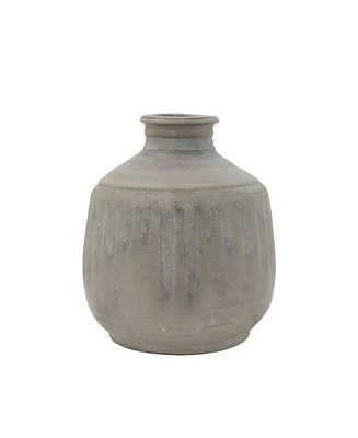 Terracotta Vase with 2-Tone Reactive Glaze, Green