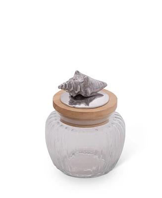 Arthur Court Canister Glass for Kitchen with Rubber Airtight Seal for Food Storage Ocean Shell Knob