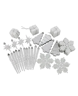 Northlight 125ct Winter White and Silver Splendor Shatterproof 4-Finish Christmas Ornaments