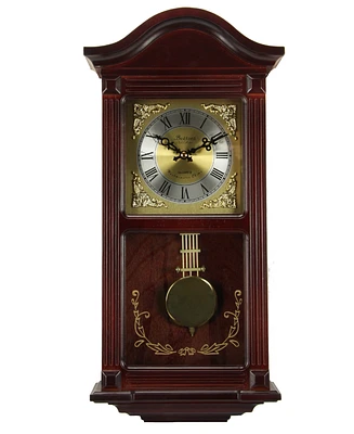 Bedford Clock Collection 22" Wall Clock with Pendulum and Chimes