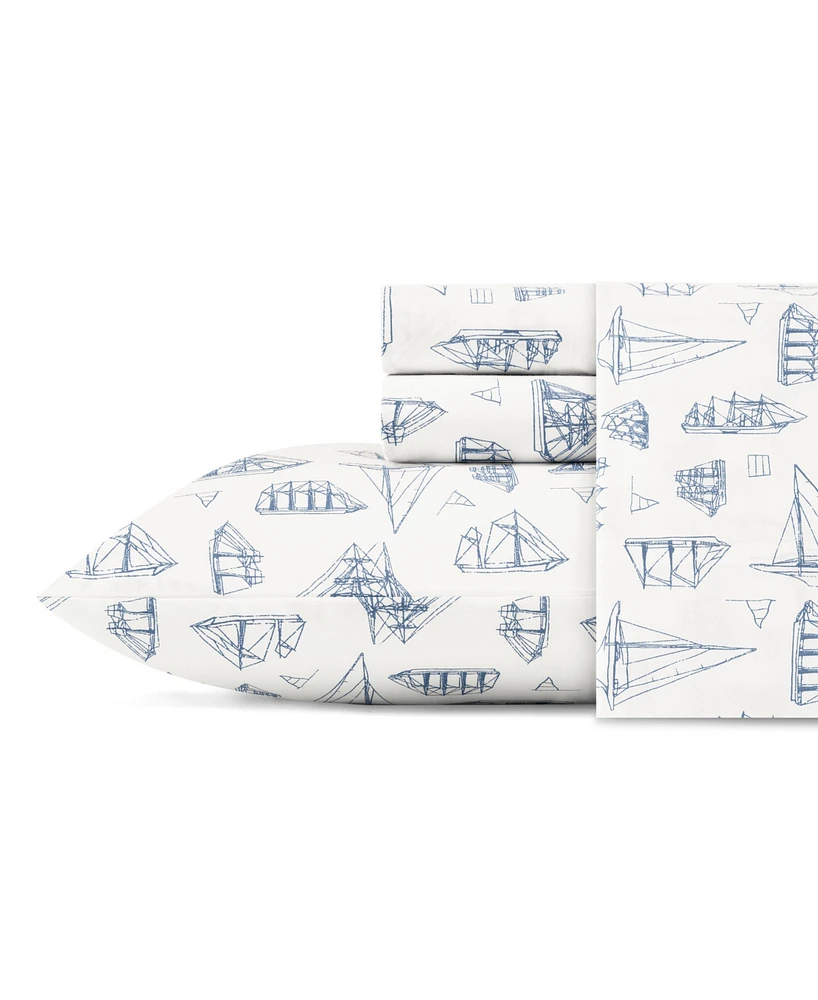 Nautica Whitewood Sail Cotton Percale 4-Piece Sheet Set