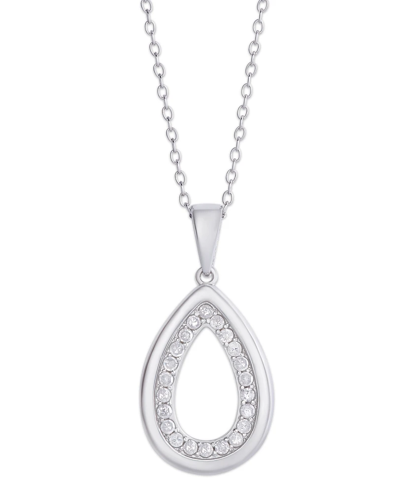 Diamond 1/3 ct. t.w. Teardrop Outline Pendant Necklace in Sterling Silver