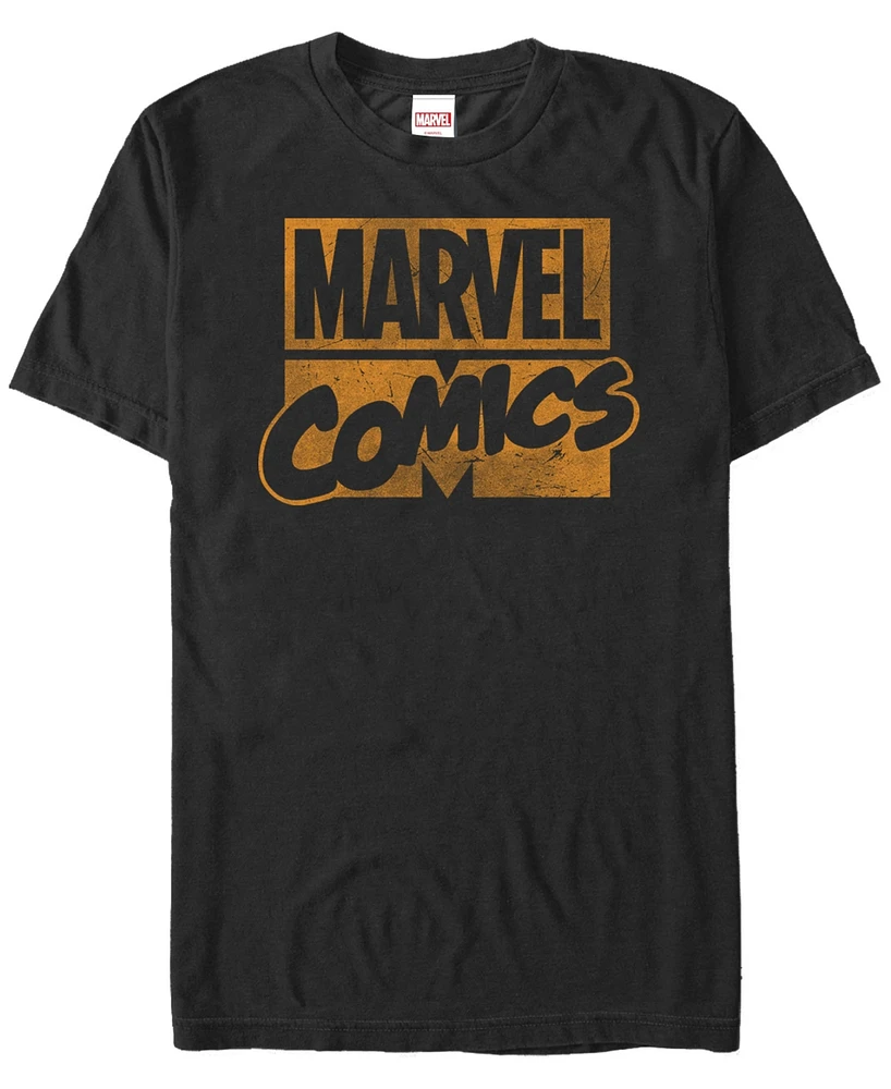 Marvel Men's Comics Distressed Orange Logo Short Sleeve T-Shirt