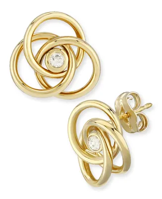 Diamond Accent Love Knot Earrings in 14K Yellow Gold