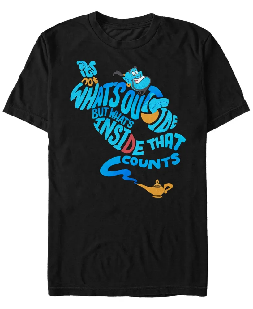Disney Men's Aladdin Genie Out Bottle Quote, Short Sleeve T-Shirt