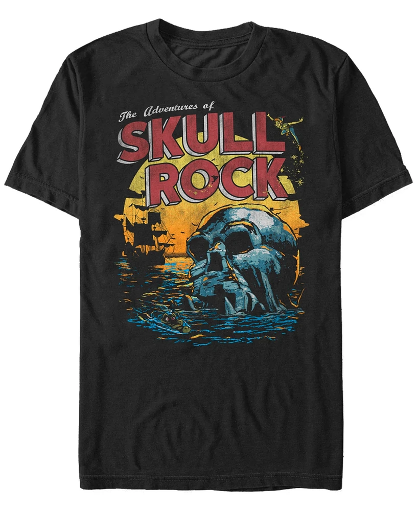 Disney Men's Peter Pan Skull Rock Vintage Inspired Sunset Poster, Short Sleeve T-Shirt