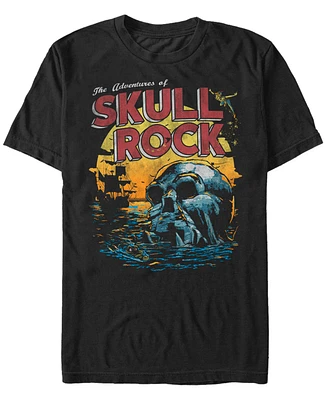Disney Men's Peter Pan Skull Rock Vintage Inspired Sunset Poster, Short Sleeve T-Shirt