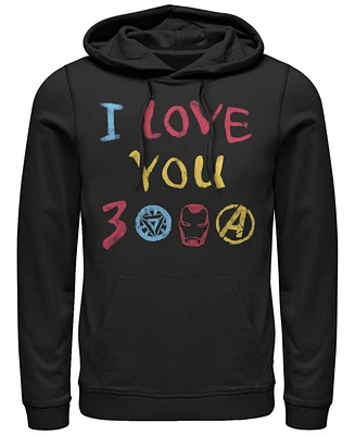 Marvel Men's Avengers Endgame Iron Man Hand Drawn I Love You 3000, Pullover Hoodie