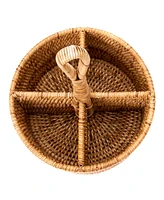 Artifacts Rattan 4 Section Caddy and Cutlery Holder