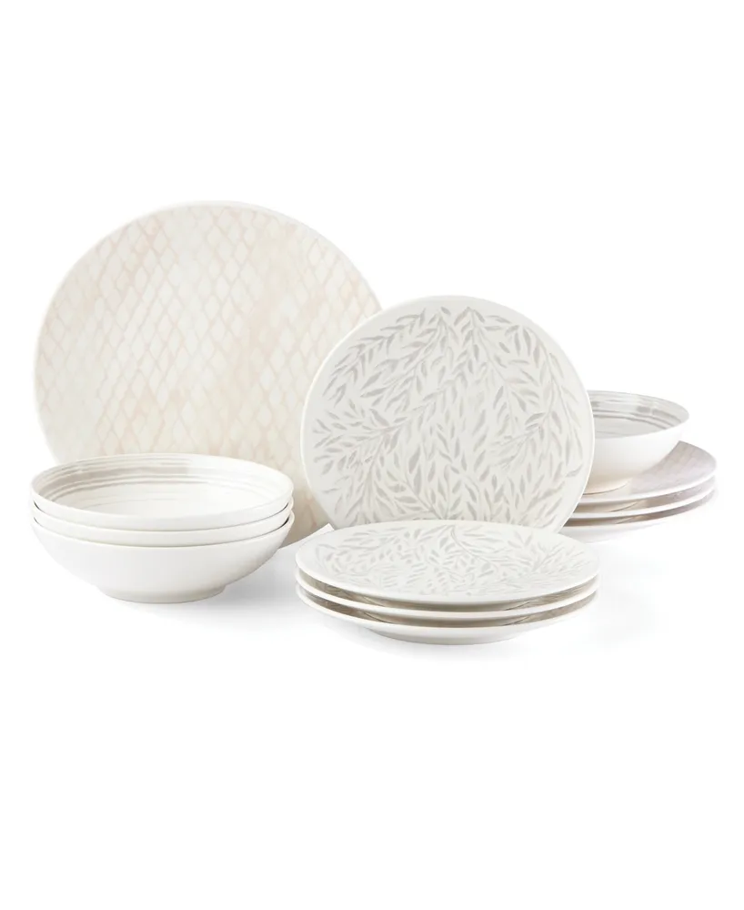 Lenox Textured Neutrals Netting/Vines 12-pc Dinnerware Set, Service for 4